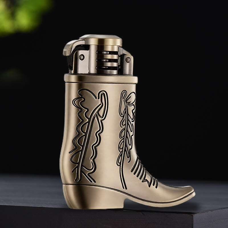 Bronze Cowboy Boot-Shaped Refillable Kerosene Lighter - Bronze - image 0