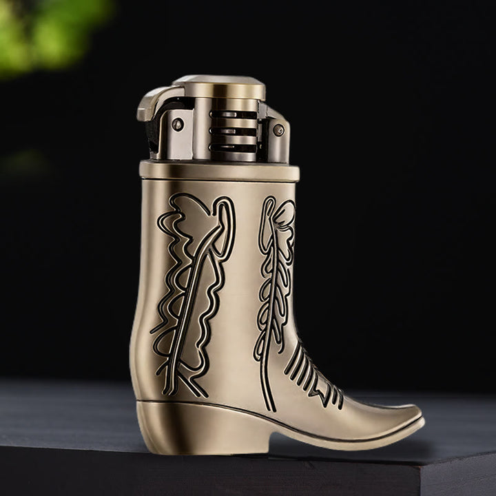 Bronze Cowboy Boot-Shaped Refillable Kerosene Lighter - Bronze - image 0
