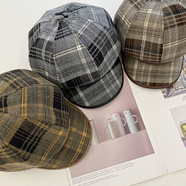 Women's Exquisite Retro Plaid Newsboy Beret Hat - image 10