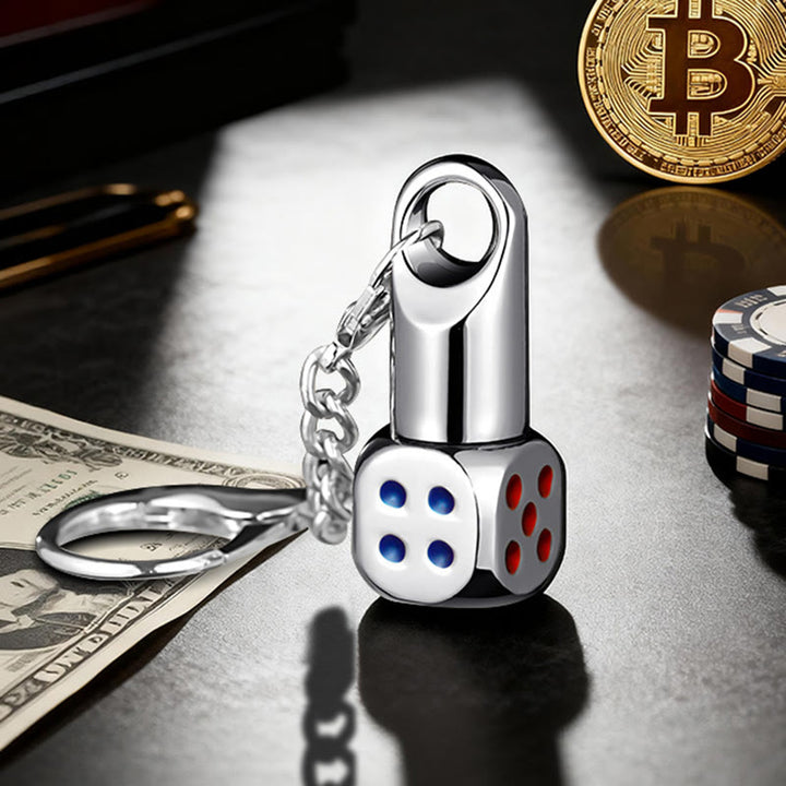Classic Mini Dice Refillable Kerosene Lighter Keychain - Silver - image 1