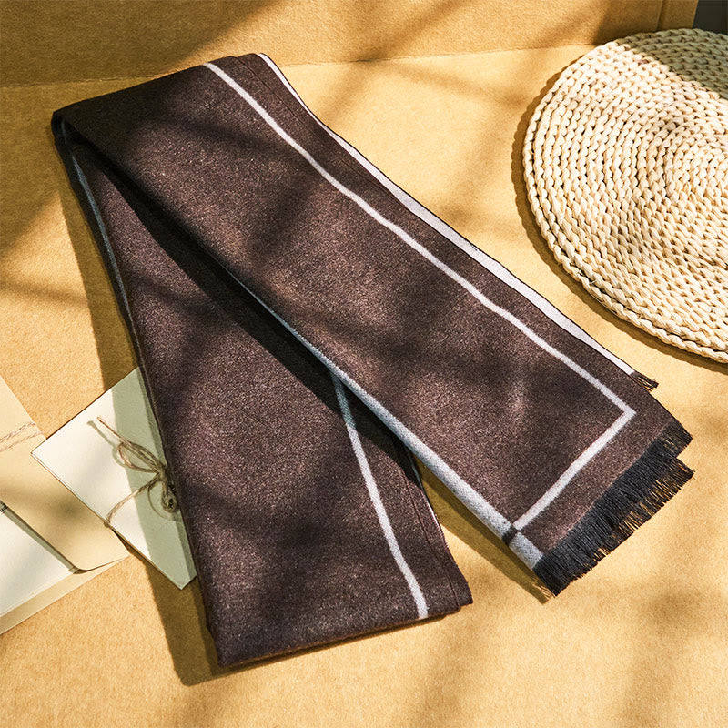 Men's Classic Striped Accent Warm Tassel Scarf - image 3