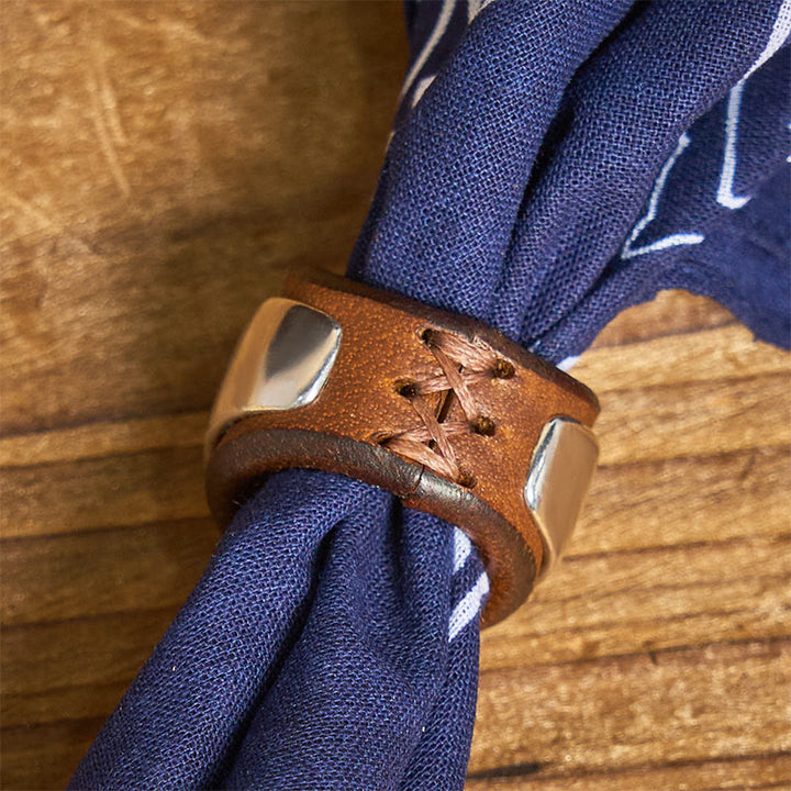 Hexagram Round Button Cashew Printed Pocket Square - image 5