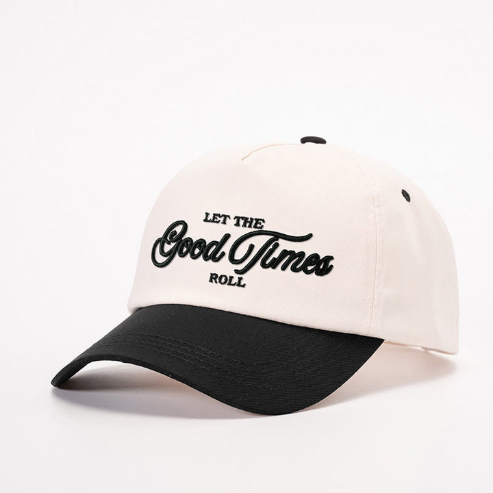 Let the Good Times Roll Two-Tone Embroidered Baseball Cap - off-white with black - M (22-22 7/8") - image 2
