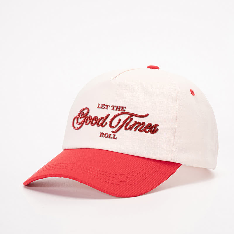 Let the Good Times Roll Two-Tone Embroidered Baseball Cap - off-white with red - M (22-22 7/8") - image 3
