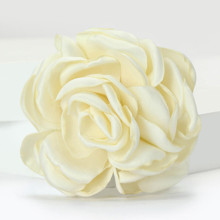 Lustrous Satin Elegant Rose Multi-color Brooch - White - image 12