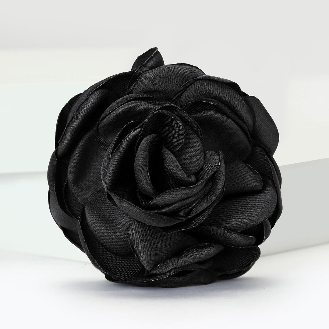 Lustrous Satin Elegant Rose Multi-color Brooch - Black - image 2