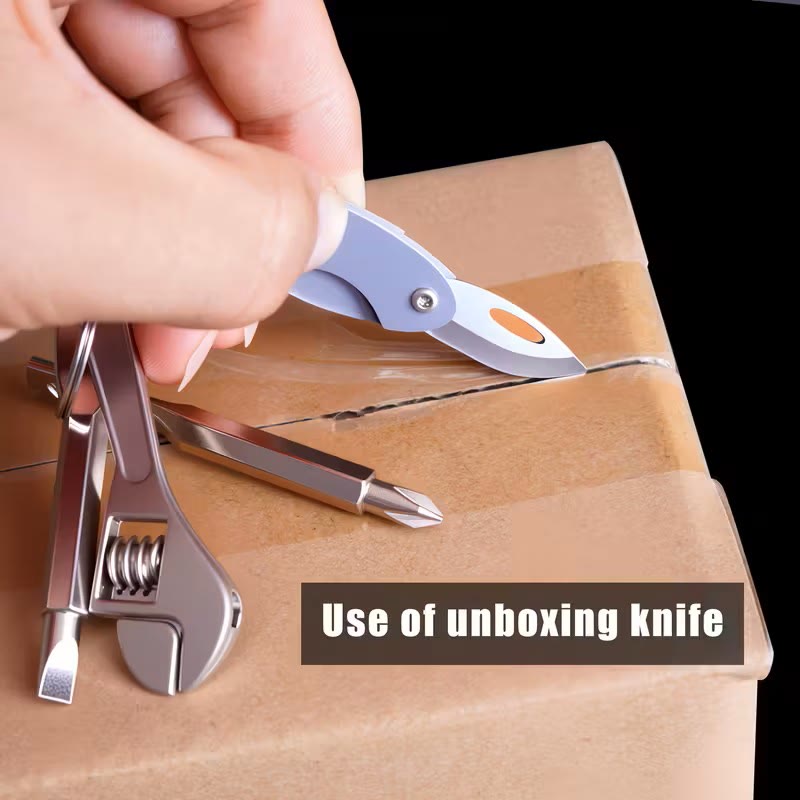 4-In-1 Compact Tool Set Knife Wrench Screwdriver Keychain - image 3