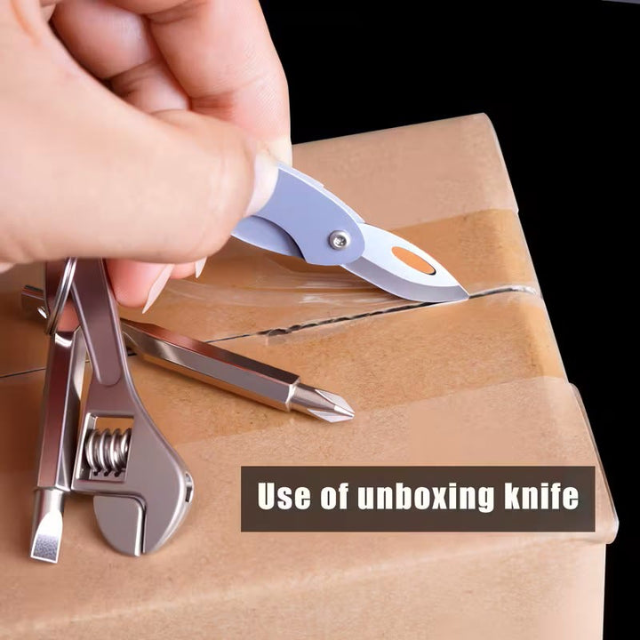 4-In-1 Compact Tool Set Knife Wrench Screwdriver Keychain - image 3