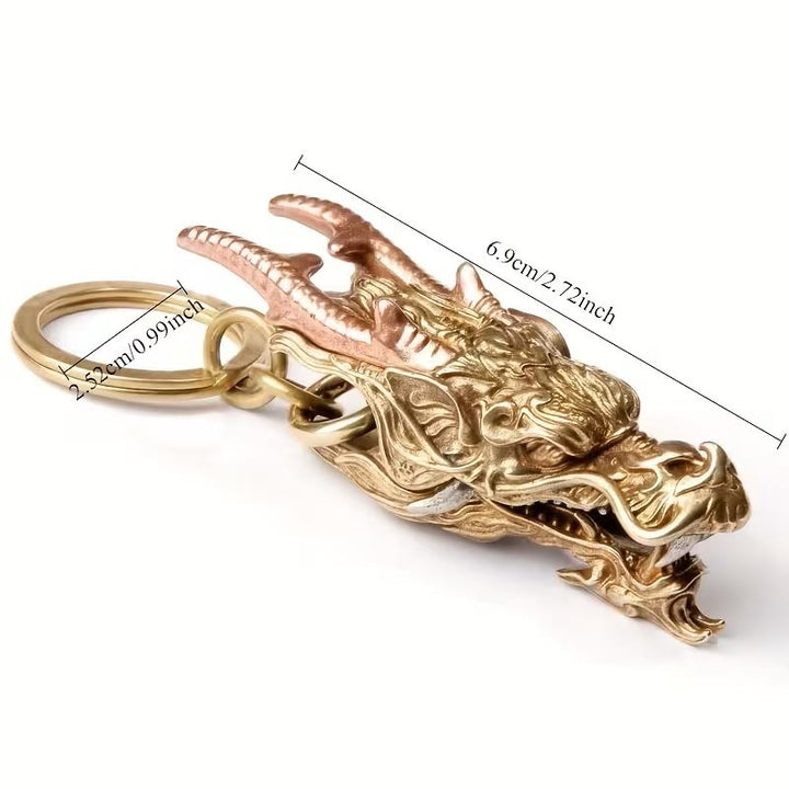 Vintage Intricate Two-Tone Dragon Head Clip Keychain - image 5