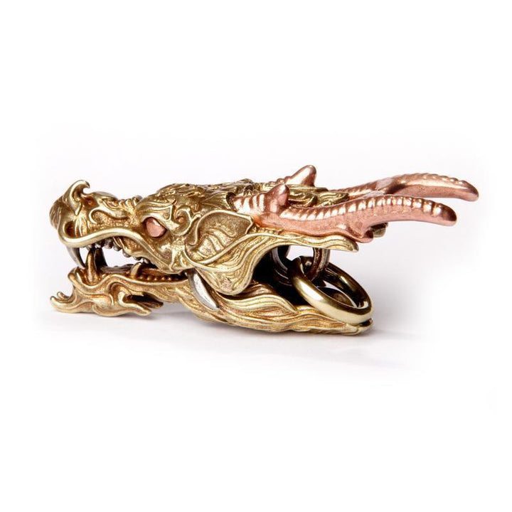 Vintage Intricate Two-Tone Dragon Head Clip Keychain - image 4