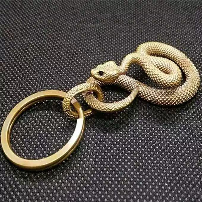 Goth Animal Novelty Brass Snake Hook Keychain - image 1