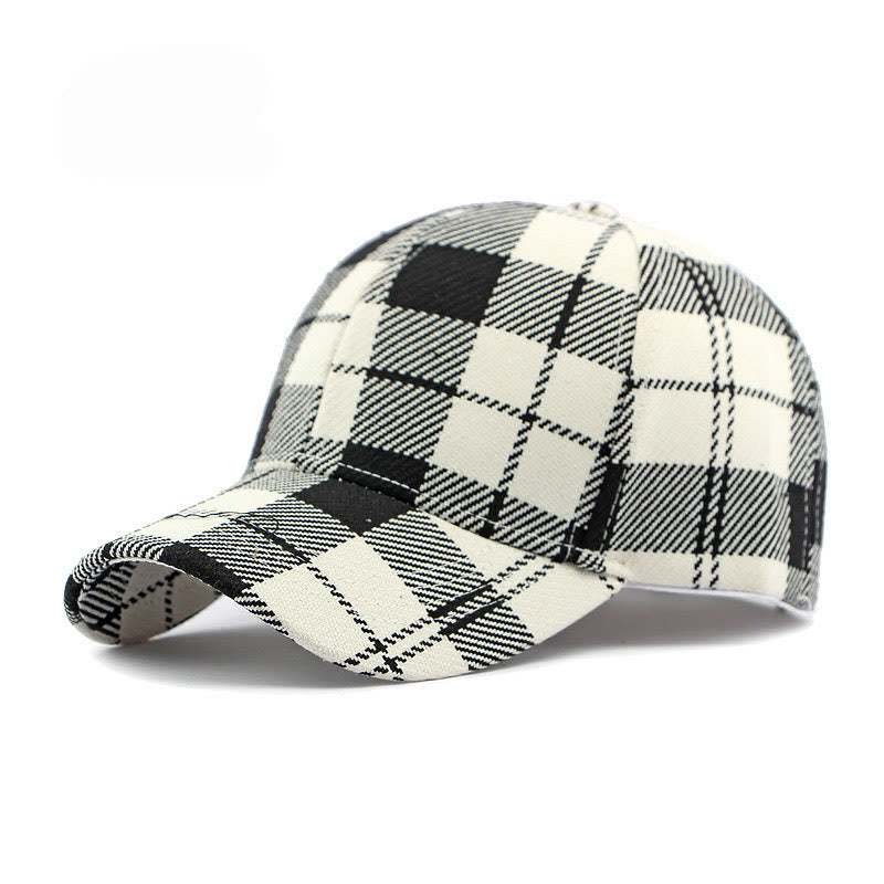 Retro Plaid Pattern Multi-Color Casual Baseball Cap - Black - Adjustable (21 5/8''-23 5/8") - image 4