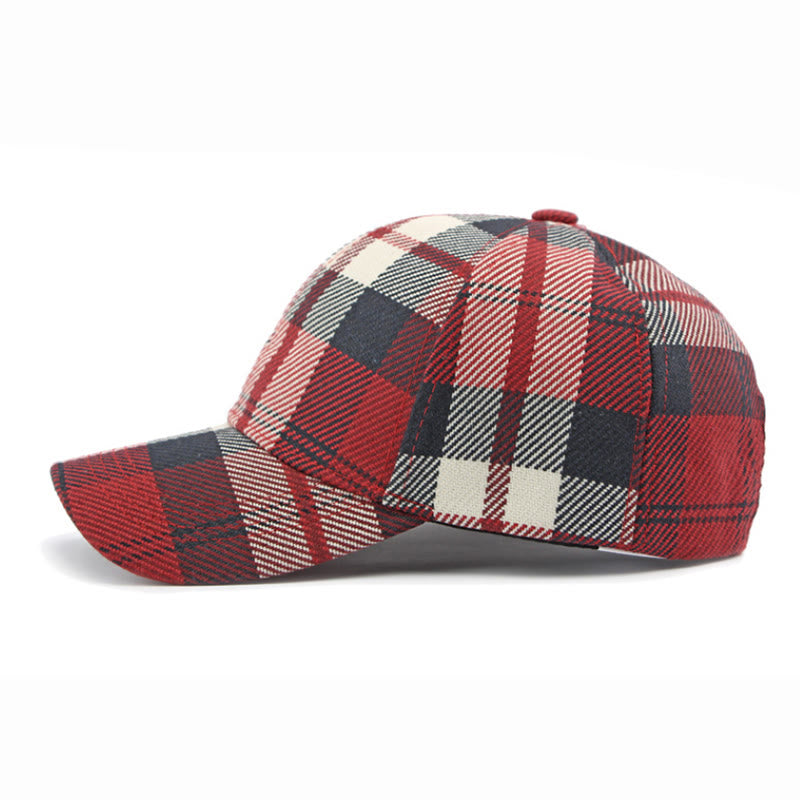 Retro Plaid Pattern Multi-Color Casual Baseball Cap - image 1