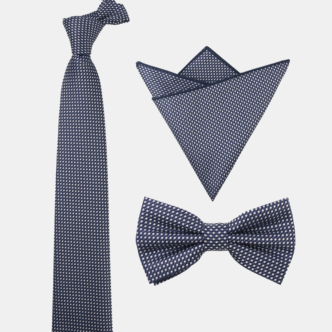 3Pcs Men's Gradient Dot Pattern Necktie Bow Tie And Pocket Square Set - image 3