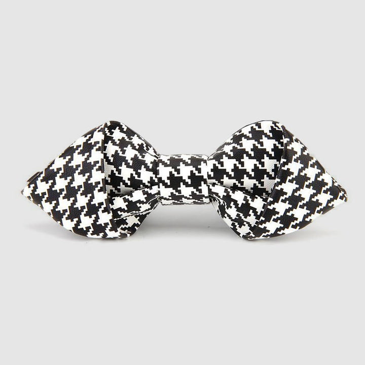 Floral & Ornate Pattern Accents Pointed Leather Bow Tie - Style #3 - image 4