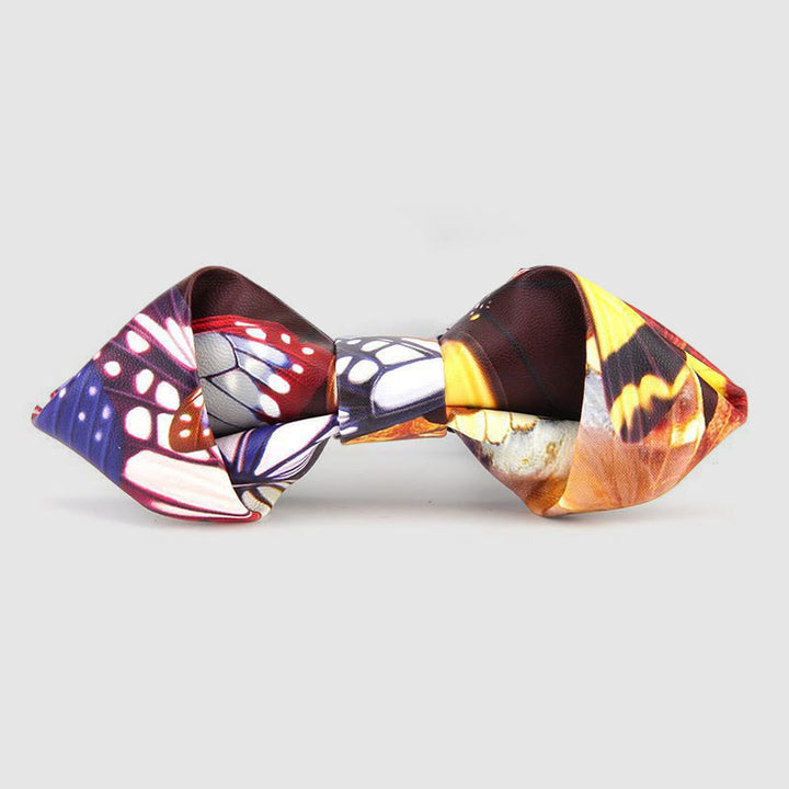 Floral & Ornate Pattern Accents Pointed Leather Bow Tie - Style #8 - image 10