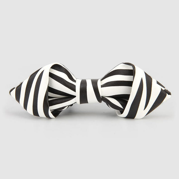 Floral & Ornate Pattern Accents Pointed Leather Bow Tie - Style #5 - image 7