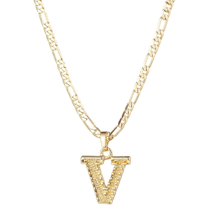 Simple & Noble Golden Letter Pendant Necklace - V - image 23