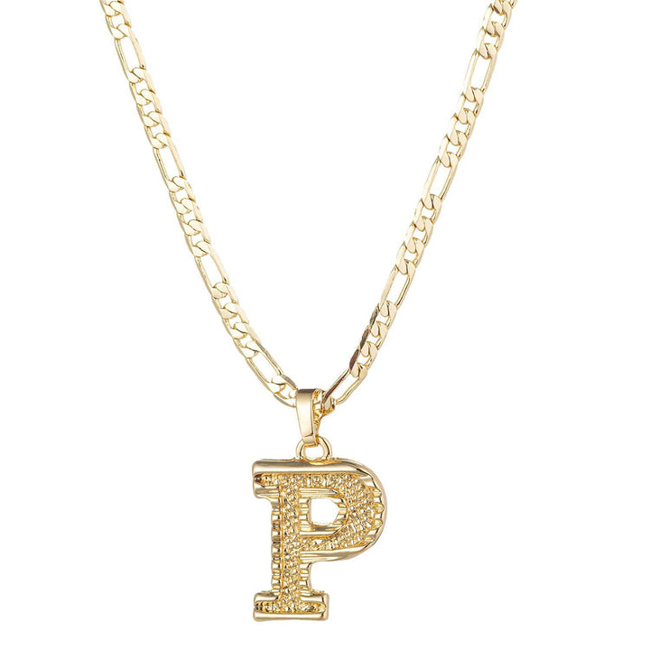 Simple & Noble Golden Letter Pendant Necklace - P - image 17
