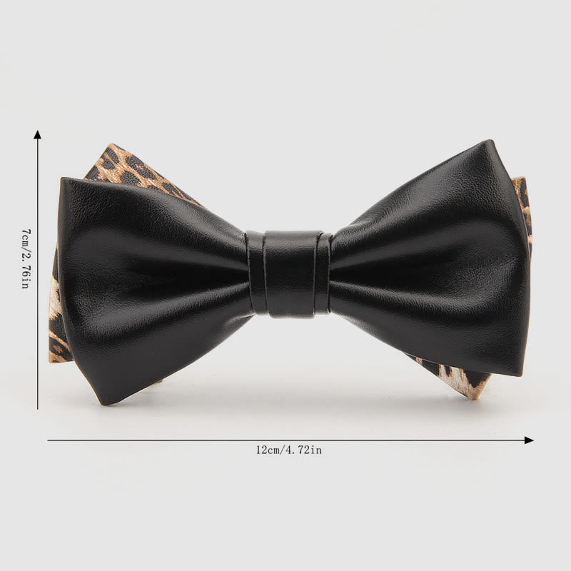 Lustrous Party Solid Color Leather Bow Tie - image 8