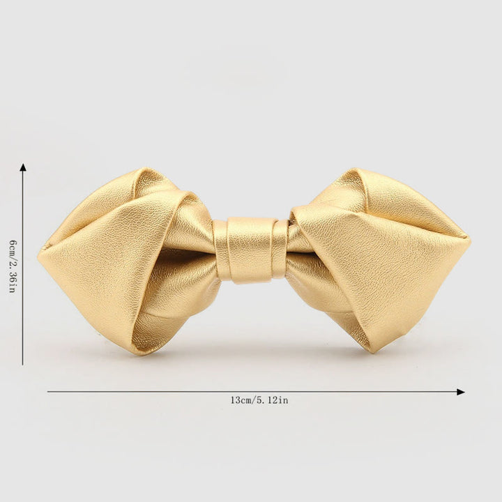 Lustrous Party Solid Color Leather Bow Tie - image 1