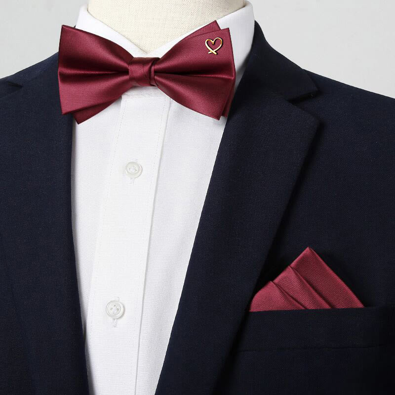 Romantic Formal Golden Heart Accents Bow Tie - image 1