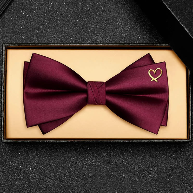 Romantic Formal Golden Heart Accents Bow Tie - image 2