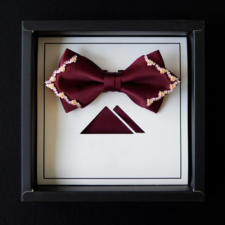 Shining Gilded Rose Edge Double Layers Bow Tie - Bow Tie & Handkerchief - image 7