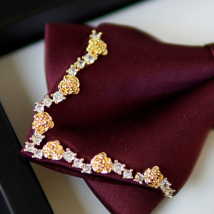 Shining Gilded Rose Edge Double Layers Bow Tie - image 4