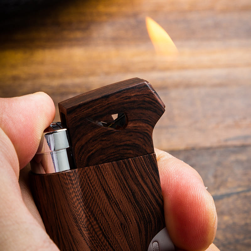 Retro Wood Grain Folding Pipe Metal Butane Lighter - image 2