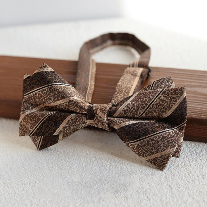 5Pcs Men's Retro Brown Diagonal Print Necktie Set - image 5