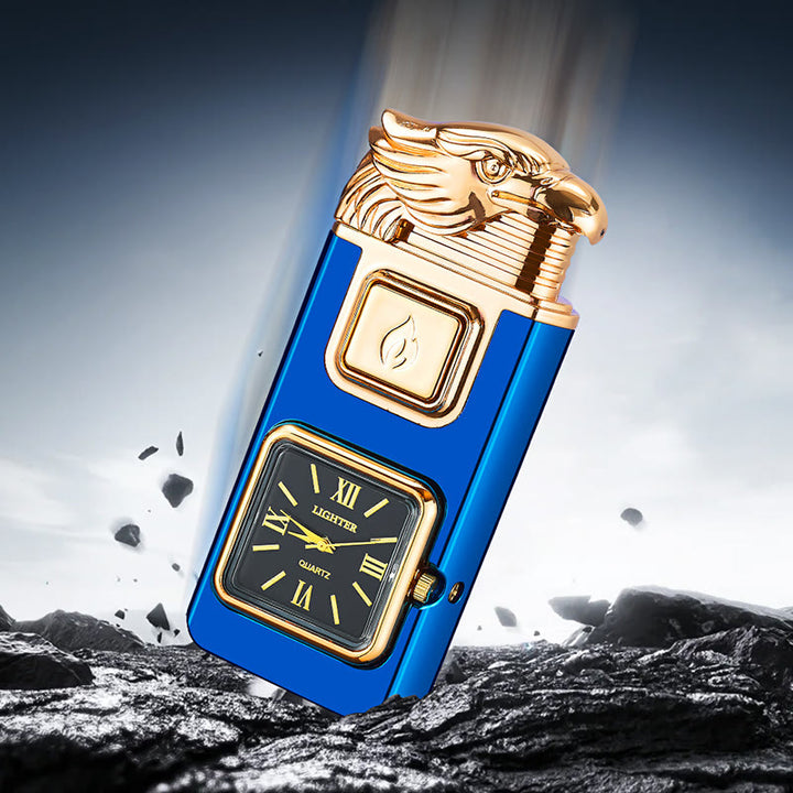 Eagle Head LED Inflatable Butane Lighter With Clock - image 1