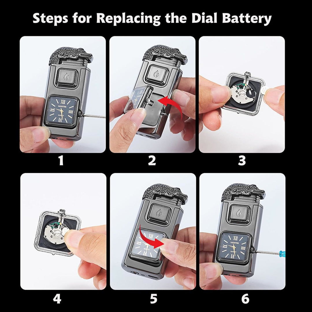 Eagle Head LED Inflatable Butane Lighter With Clock - image 5