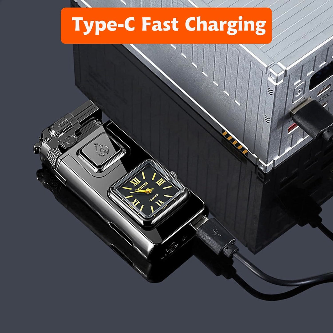 Gun-Shaped LED Inflatable Butane Lighter With Clock - image 3