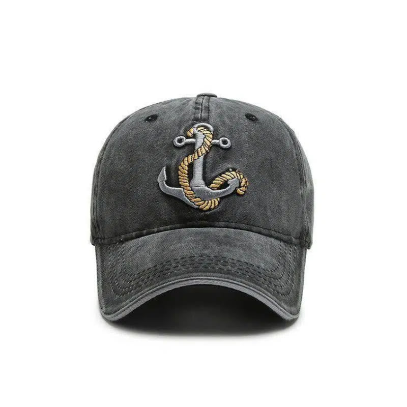 Vintage Nautical Style Worn-out Anchor Embroidered Baseball Cap - image 1