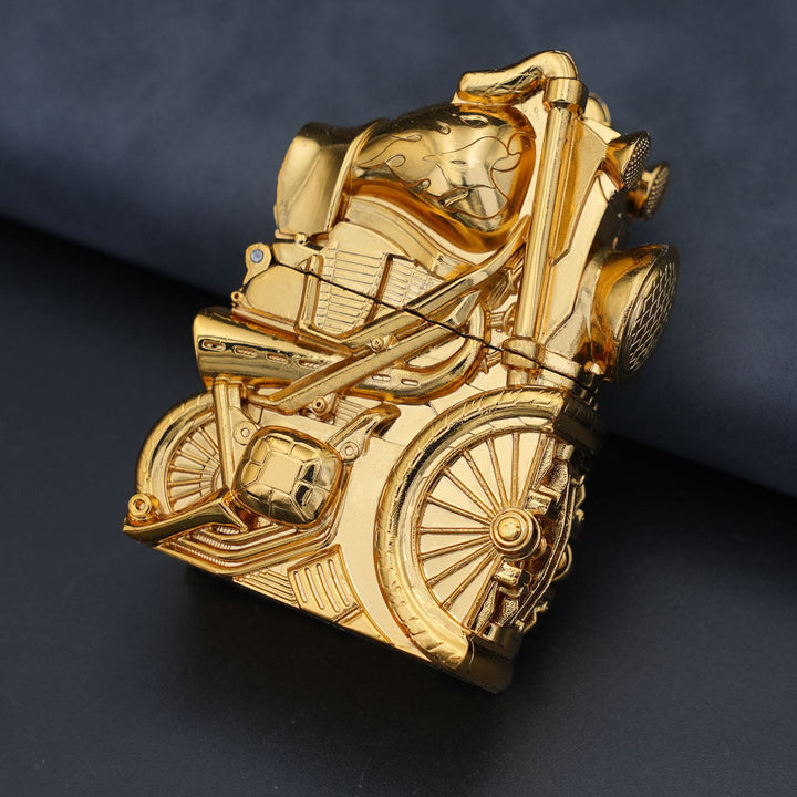 Creative Retro Motorcycle Shaped Metal Kerosene Lighter - Golden - image 8