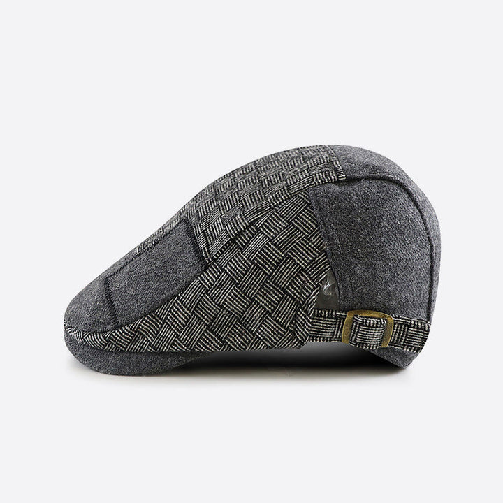 Textured Woven Patchwork Stitched Newsboy Beret Hat - image 3