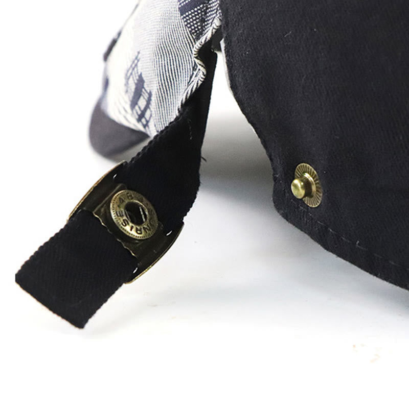 Artisanal Patchwork Multi-Texture Zigzag-Stitched Newsboy Beret Hat - image 4