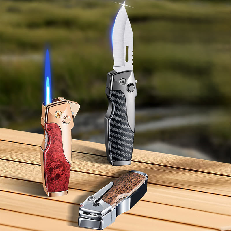 2-in-1 Multifunctional Folding Knife Straight Jet Lighter - image 1