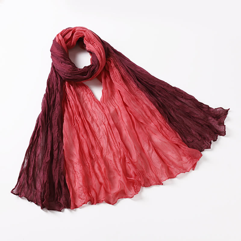 Two-Tone Gradient Color-Blocked Four Season Crinkle Scarf - #4 - image 8