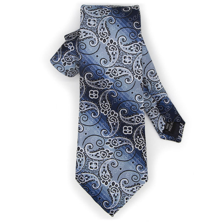 3Pcs Men's Blue Gradient Paisley Pattern Necktie Set - image 3