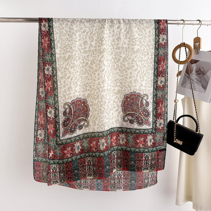 Women's Retro Patterned Lightweight Flowy Scarf - image 1