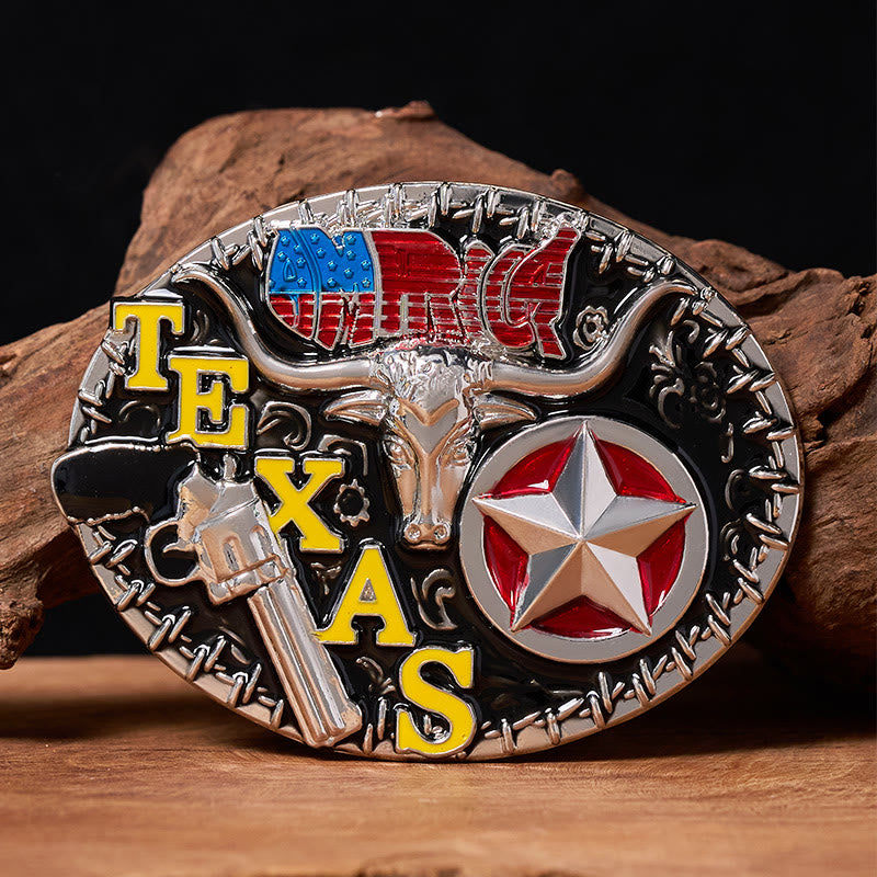 Texas Style Longhorn & Star DIY Buckle Leather Belt - Texas Longhorn - Without Belt - Not Included Belt - image 0
