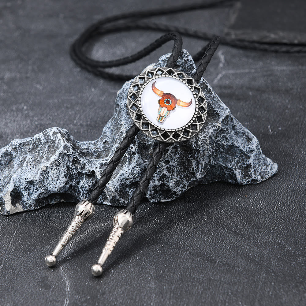 Western Icon Cowboy Knight Creative Bull Head Bolo Tie - Boho Steer Skull - image 0