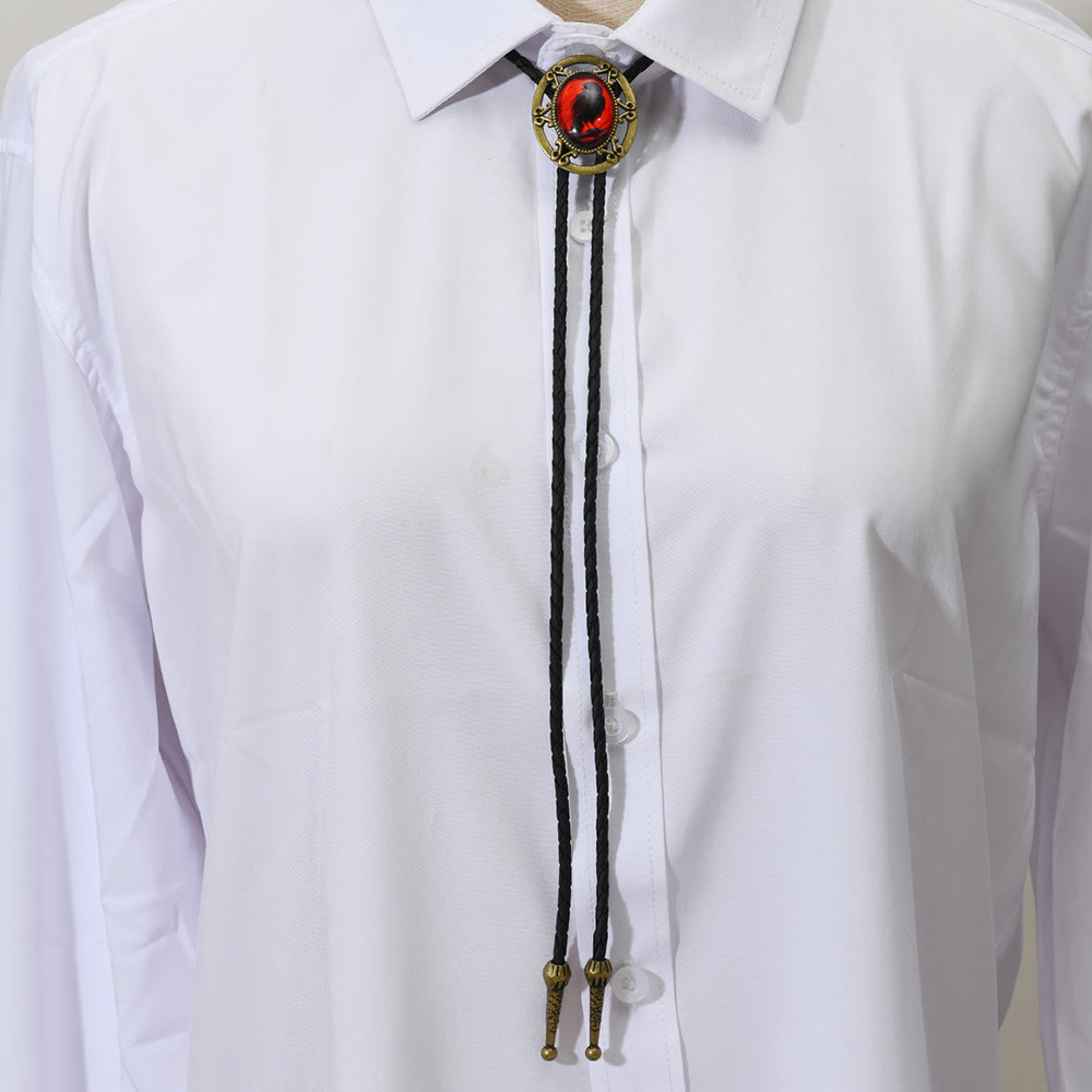 Gothic Raven Pattern Western Pendant Bolo Tie - image 1