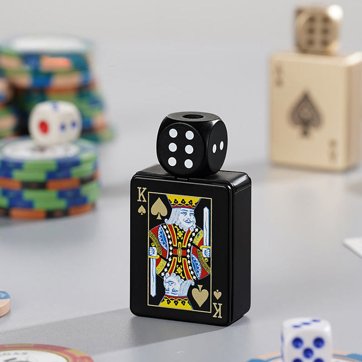 Rotating Dice PokerShape Refillable Butane Lighter - Black Spades K - image 10