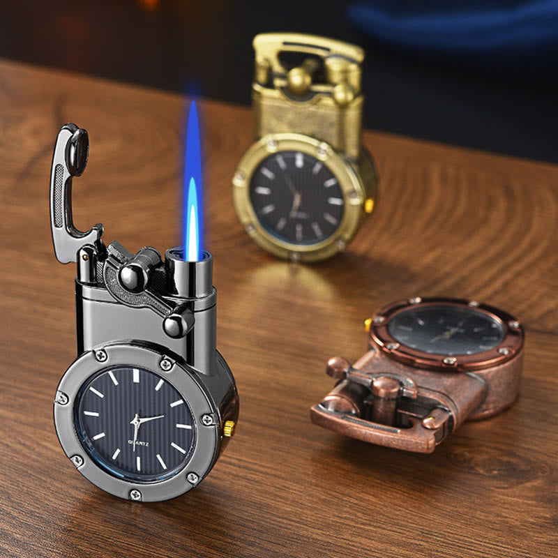 Retro Rocker Arm Inflatable Butane Lighter With Clock - image 0