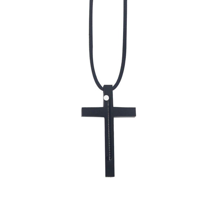 Portable Gadget Needle Cross Pendant Necklace - Black - image 1