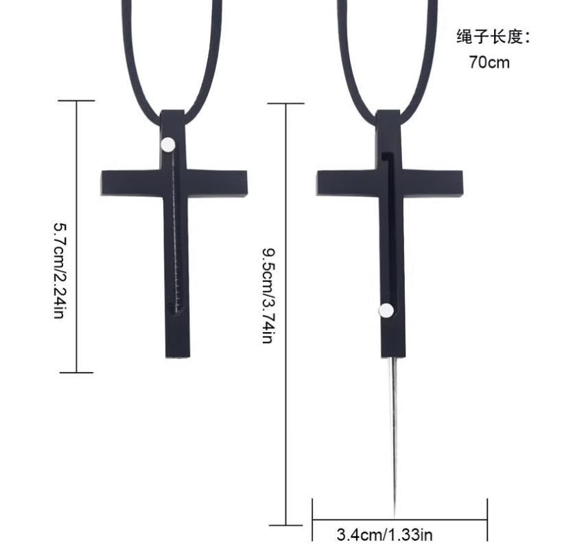 Portable Gadget Needle Cross Pendant Necklace - image 2