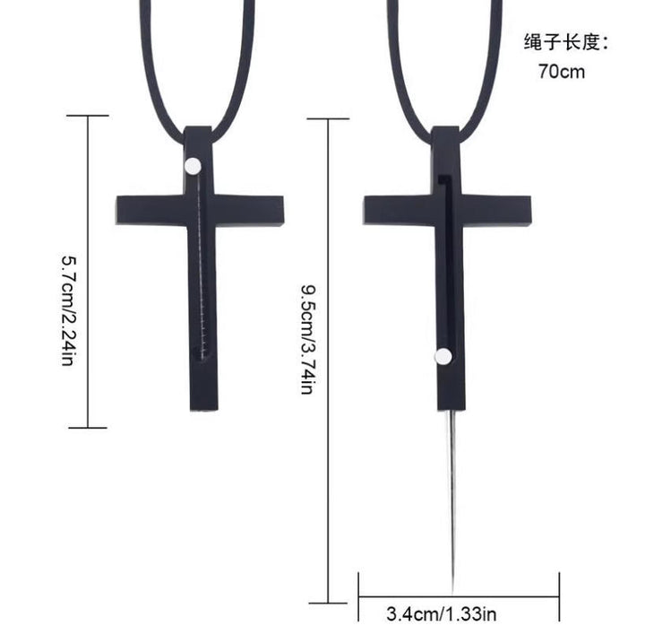 Portable Gadget Needle Cross Pendant Necklace - image 2
